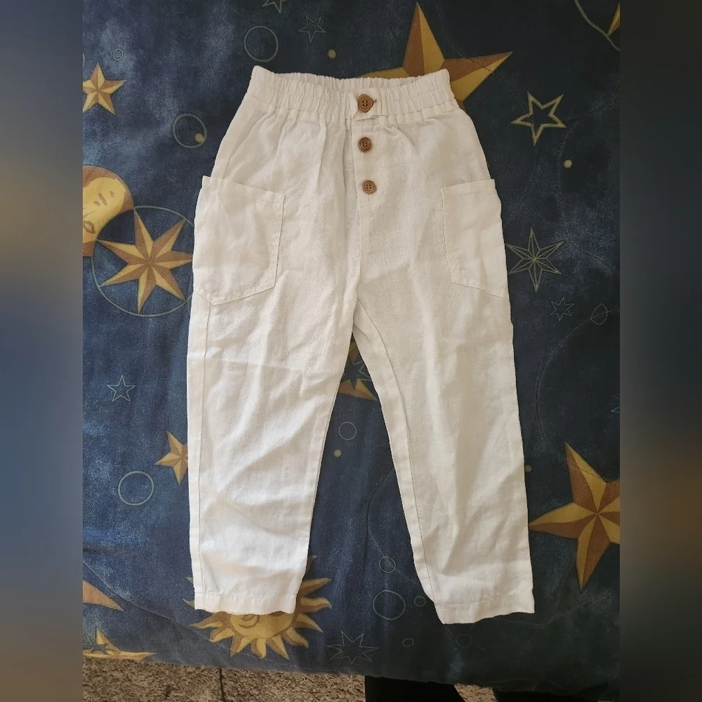 Zara Kids White Linen Trousers